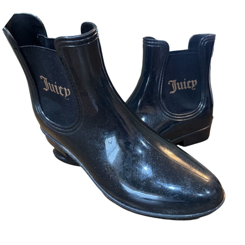 Juicy Couture Women’s Black And Gold Rain Boots Size 9 - Picture 3 of 15